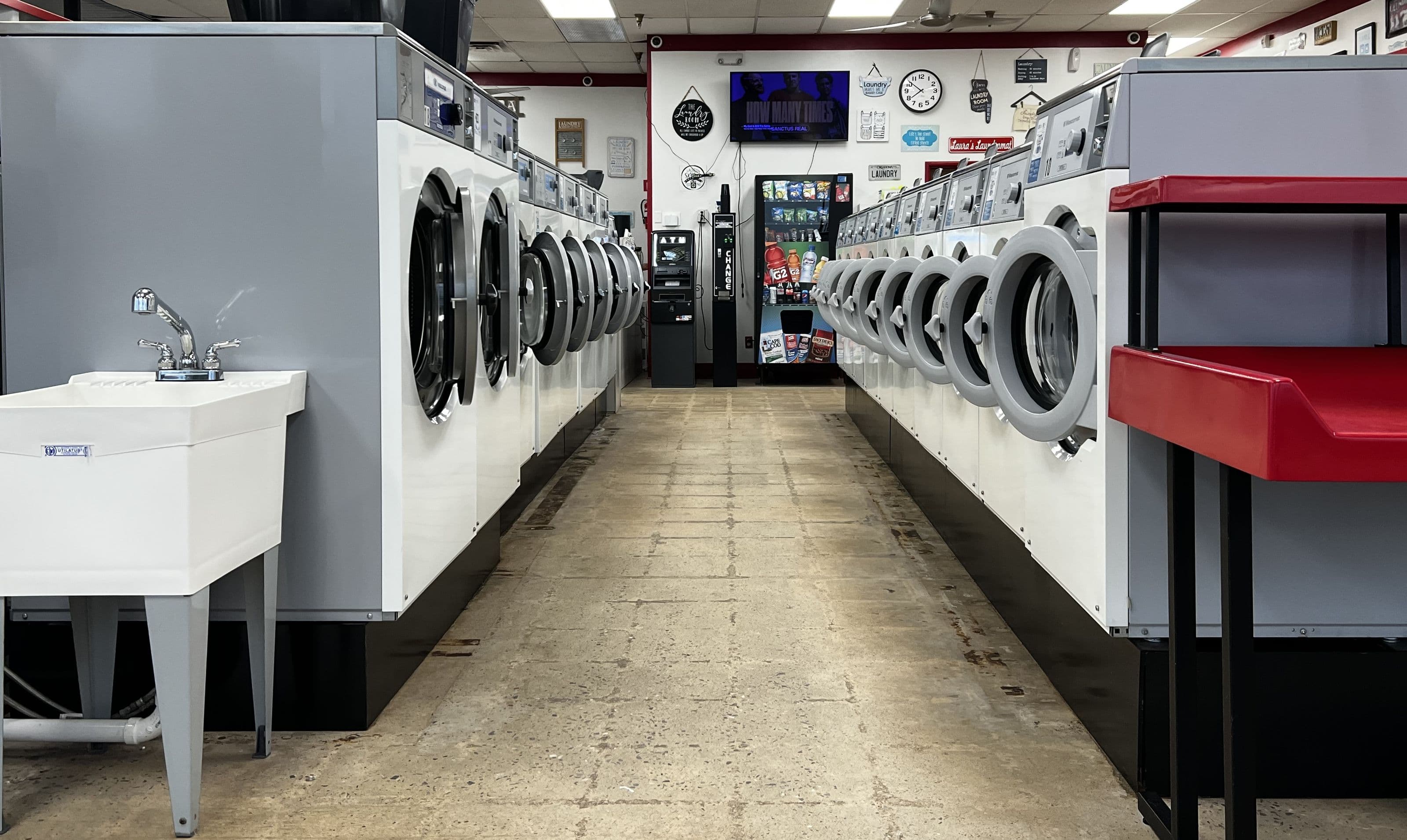 The dryer aisle with large-capacity machines
